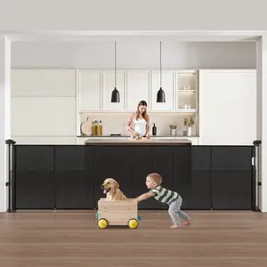 VEVOR Retractable Baby Gate, 34 inch Tall, Extends up to 110 inch Wide, Retractable Gate for Kids or Pets, Mesh Material, Easy to Install for Indoor Stairs, Doorways, Hallways, Playrooms, Black