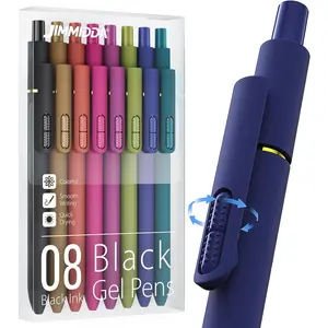 8Pcs Black Gel Pens - 0.7mm Medium Point Black Ink Pens| Smooth Writing - Quick Drying Retractable Pen for Men Women (Vintage - 8Pcs)