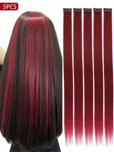 20 Inch Long Straight Clip-in Hair Extensions, Gorgeous Flame Red Wigs for Women, Synthetic Hairpiece for Party, Daily Use, Synthetic Hair Pieces