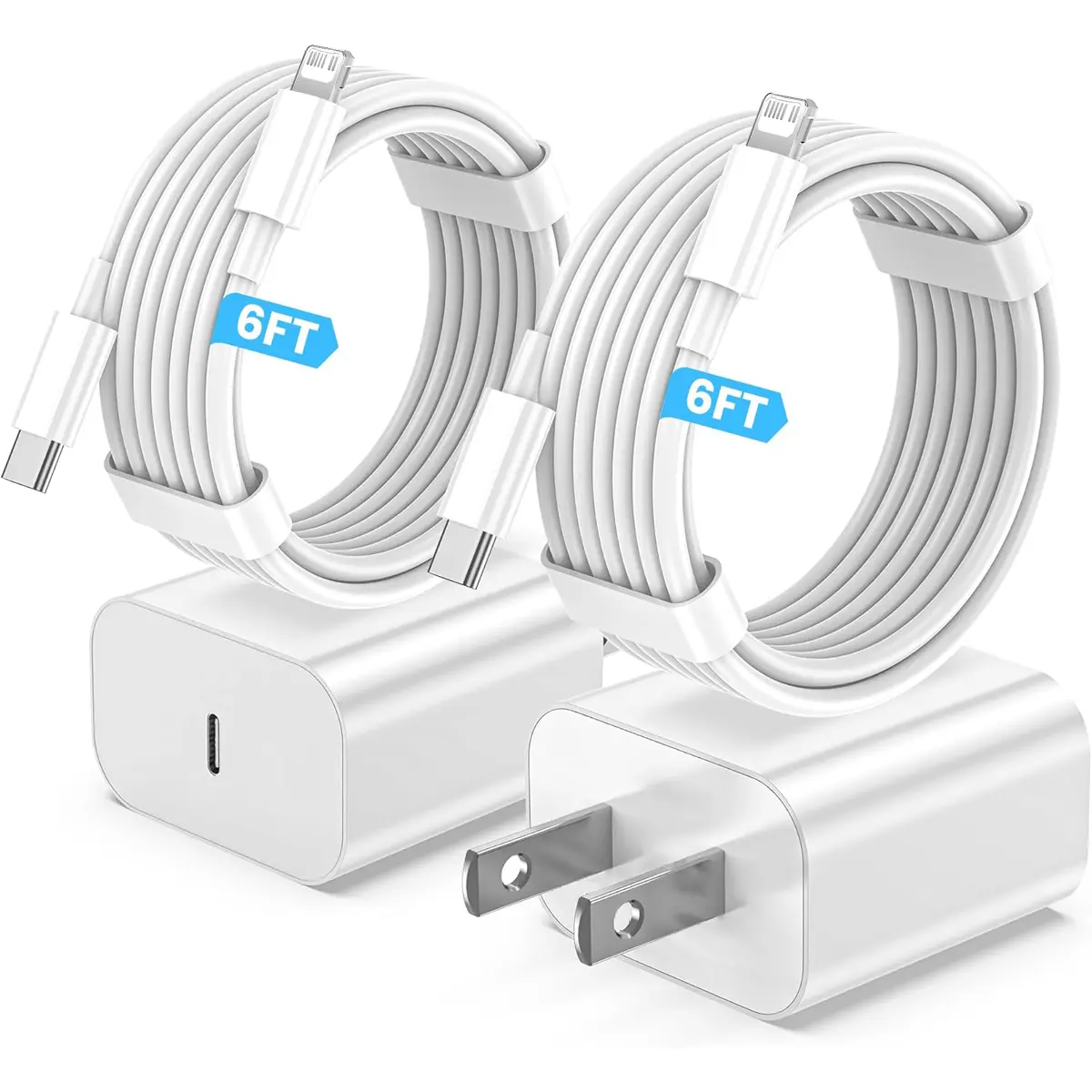 [Buy 1 Get 1 Free] iPhone Charger, 40W PD Super Fast Charging Mobile Power Adapter with 6FT USB-C to Lightning Cable, USB-C Plug, Data Sync Capable for iPhone 14/13/12/11, iPad - Travel Use Electronic Accessory, Fast Chargers, Travel Adapter Chargers