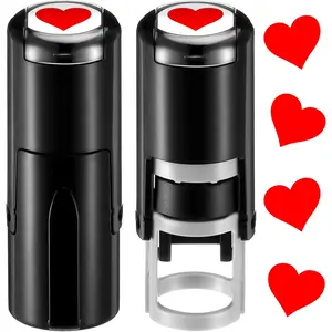 2 Pack Heart Print Stamps Ink Stamper Mini Self Inking Stamps for Classroom Party Educational Learning Activities Craft Supplies