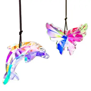 Hanging Colorful Dolphin Crystal Pendant Suitable for Outdoor Garden Decoration