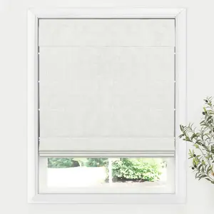 Cordless Roman Shades for Windows Blackout Room Darkening Thermal Insulated Lightweight Fabric Blinds for Indoor Windows 34.5" W x 60" H Off White