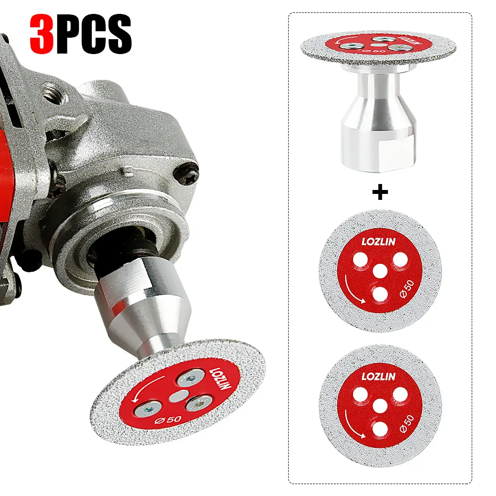 LOZLIN 3PCS Diamond Saw Blades with Flange, 5/8"-11 Thread for Angle Grinders, Multi-Material Cutting and Engraving Discs for Tile, Marble, Concrete, Ceramic, Metal and PVC