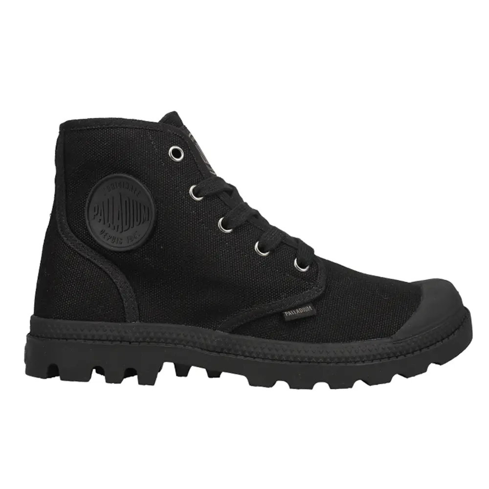 Palladium Womens Pampa Hi Round Toe Lace Up Casual Boots Ankle Low Heel 1-2" - Black