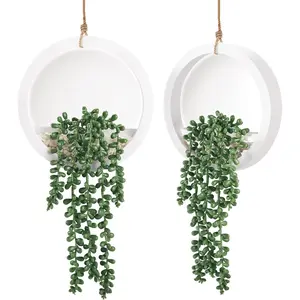 2 Count Hanging 1 Plants Boho Wall Decor Succulents Plants Artificial for Indoor Outdoor Home Bathroom Living Room Decor