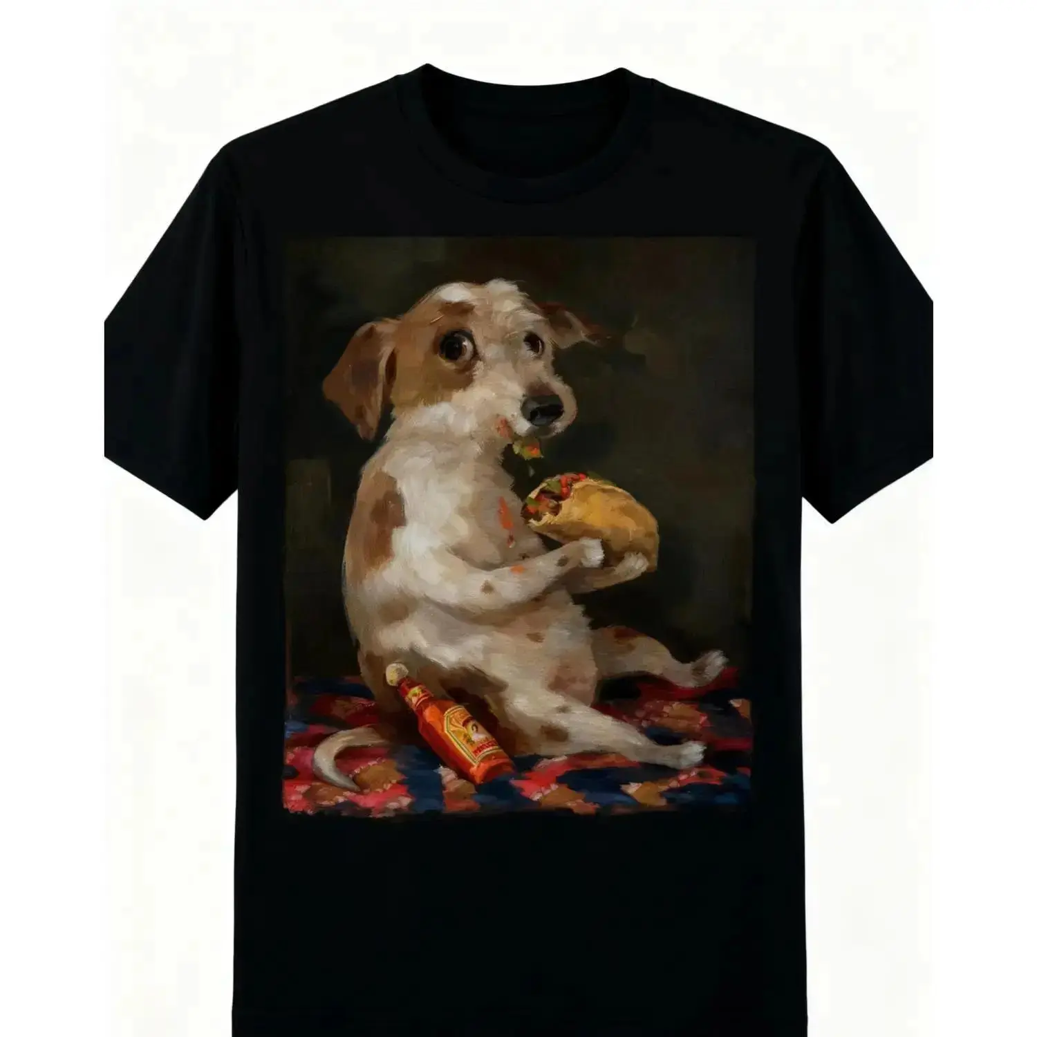 Y2K Fashion Unisex Graphic Tee - Funny Dog Chill Taco Meme Streetwear Casual Cotton Shirt