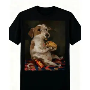 Y2K Fashion Unisex Graphic Tee - Funny Dog Chill Taco Meme Streetwear Casual Cotton Shirt