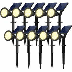 WELALO Solar Spot Lights Outdoor, 10 Pack Outdoor Solar Lights for Yard, 4 Lighting Mode Solar Landscape Spotlights with Auto On/Off, 2-in-1 Waterproof Wall Lights for Garden, Walkway