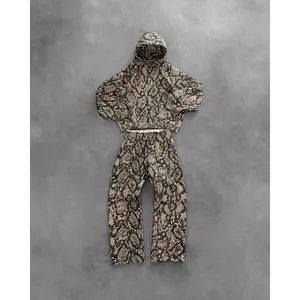 Harajuku New Y2K Men’s Tracksuit – Oversized Hip Hop Hoodie, 2-Piece Set with Retro Snake Pattern Sweatshirt, Men’s Streetwear