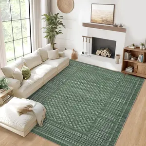 GARVEE Washable Area Rugs 9 x 12 Rug for Living Room Modern Geometric Non Slip Throw Rugs Green Rug Large Bedroom Rugs Low Pile Stain Resistant Carpet for Dining Room Nursery 9'x12' Green