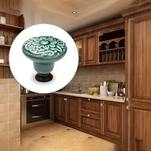 12pcs Ceramic Cabinet Knobs, Floral Design, Durable Drawer & Door Pulls, Industrial Hardware, Includes Mounting Screws