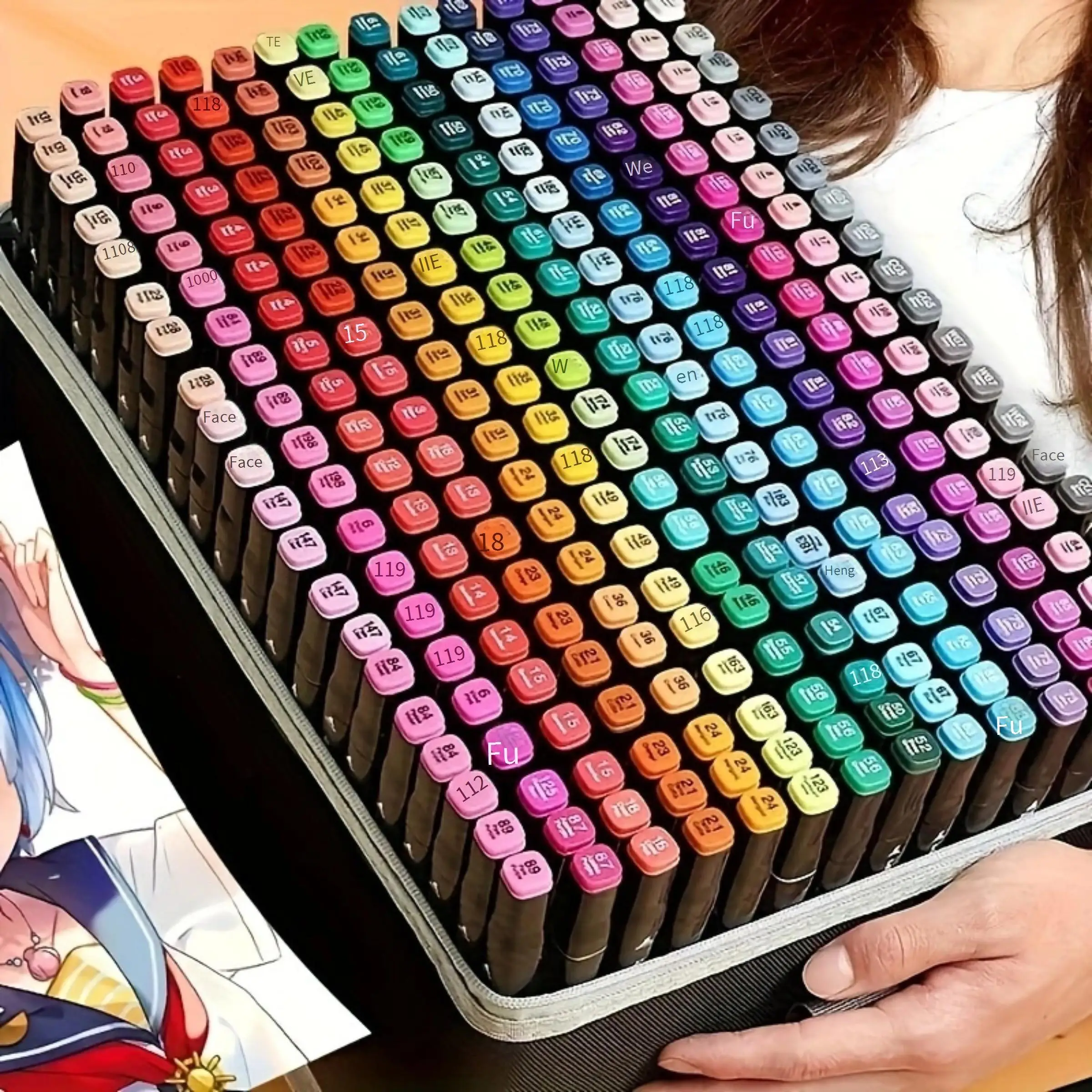 Double Ended Marker Pen Set, Multi-color Sketching Drawing Marker Pen Set, Coloring Marker with Storage Bag, Art Supplies for School Students