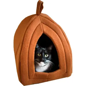 Indoor Cat House with Removable Foam Cushion for Cats, Kittens, Small Dogs & Small Pets, Plush Pet Bed Crate Tent Hideaway with Cozy Soft Interior, Small Animal Sleep & Rest Space