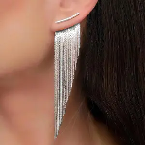 Women's Sparkling Irregular Tassel Drop Earrings - Bohemian Retro Statement Jewelry with Cascading Leaf-like Design, Luxury Party Wedding Everyday Dangle Earrings for Christmas Gifts & Special Occasions (Year-Round Wear)