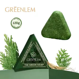 Biotin-Enriched Anti-Hair Loss Shampoo Bar (120g, Single Item) - Herbal Cleanser with 14 Ingredients (Usma Grass, Ginseng, Tea Tree Oil) for Adults, Thinning Hair, Cleansing, Growth, Root Strength, Nourishment, Protection, Oil Control