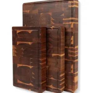 Acacia Wood Cutting Boards Set for Kitchen Set of 3 1.5 Inch Thick - Large Wooden Cutting Boards for Chopping Meat, Cheese, Fruits, and Vegetables (17x12, 12x10, 12x7 inch)