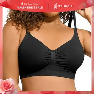 FeelinGirl Women's Wireless Bra Comfort Elastic Bralettes No Underwire Unlined Cami Bra Seamless Tshirt Bras Sports Bra Basic