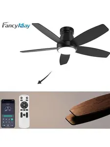 42 Inch Ceiling Fans with Lights, Quiet Reversible Fan with Remote & APP Control, 6-Speed, 3 Color Temperatures Dimmable LED, DC Motor, Low Profile Ceiling Fan for Bedroom Living Room, Black large