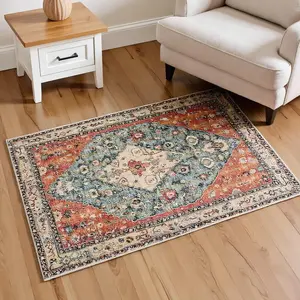 2*3 Washable Small Rugs for Kitchen Doormat Indoor Entrance, Throw Rugs with Rubber Backing Washable, Bohemian Soft Kitchen Entryway Carpet for  Kitchen Floor