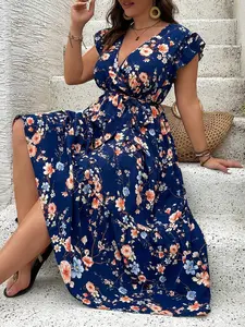 Women's Plus Size Dress, Fitted Woven Fabric Dress for All Seasons, Comfortable Moderate Thickness Design
