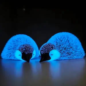 Glow in The Dark 3D Printed Penguin Figurine, Luminous Blue Lying Baby Penguin Ornament, Cute Glowing Animal Statue for Home Office Desk Decor, Christmas Holiday Gift