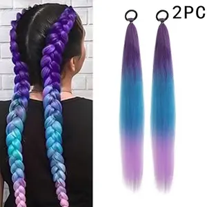 Women's Long Hair Wig Tail Extension, Colorful Braids Synthetic Fiber, Natural Look & Easy Maintenance, Perfect for Daily Wear