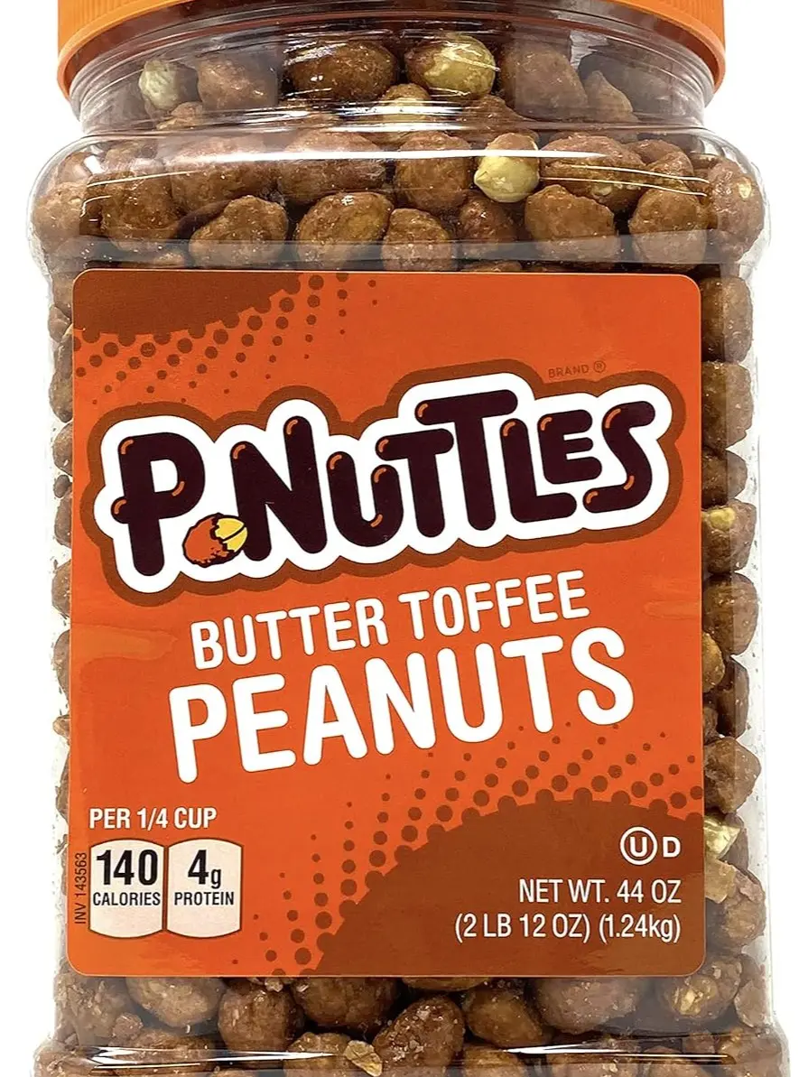 P-Nuttles Butter Toffee Covered Peanuts,Sweet Salty Snack, Toffee Peanuts,Toffee Nuts, 44 Ounce Jar Made in the USA, Kosher, Peanuts Sweet, Party Snack, Crunchy Nut Snack, Sweet Snack