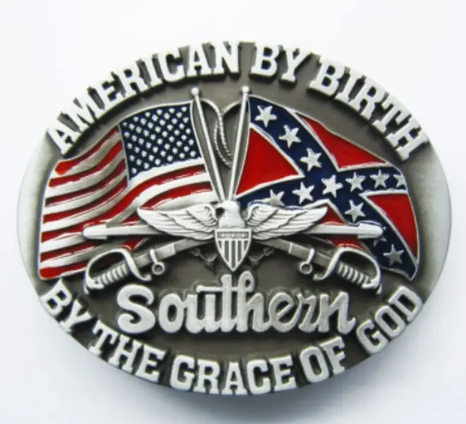 Antique Silver American Flag belt buckle 1210