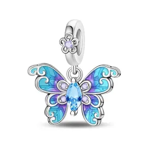 Original jewelry, 1 S925 sterling silver Symphony Butterfly Pendant, suitable for original bracelet necklace DIY pendant chain jewelry, suitable for women, ideal for her, birthday, holiday, Valentine's Day gifts
