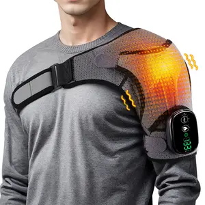 Cordless Shoulder Heating Pad for Men Women, Heated Shoulder Wrap with 3 Vibration and Heat Settings for Rotator Cuff Pain Relief