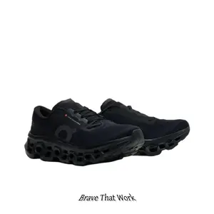 All-Black Running Sneakers, Breathable Knit Mesh Upper, Ultra-Cushioned Hollow-Out Midsole, Lightweight Shock-Absorbing Footwear for Long-Distance Runs & All-Day Casual Wear