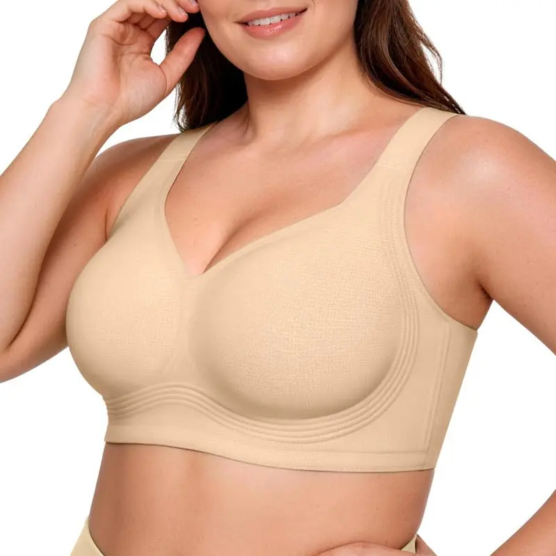 Women's Bras Supportive Wire-Free Pushing-Up Bras Full-Coverage Seamless Plus Sizes