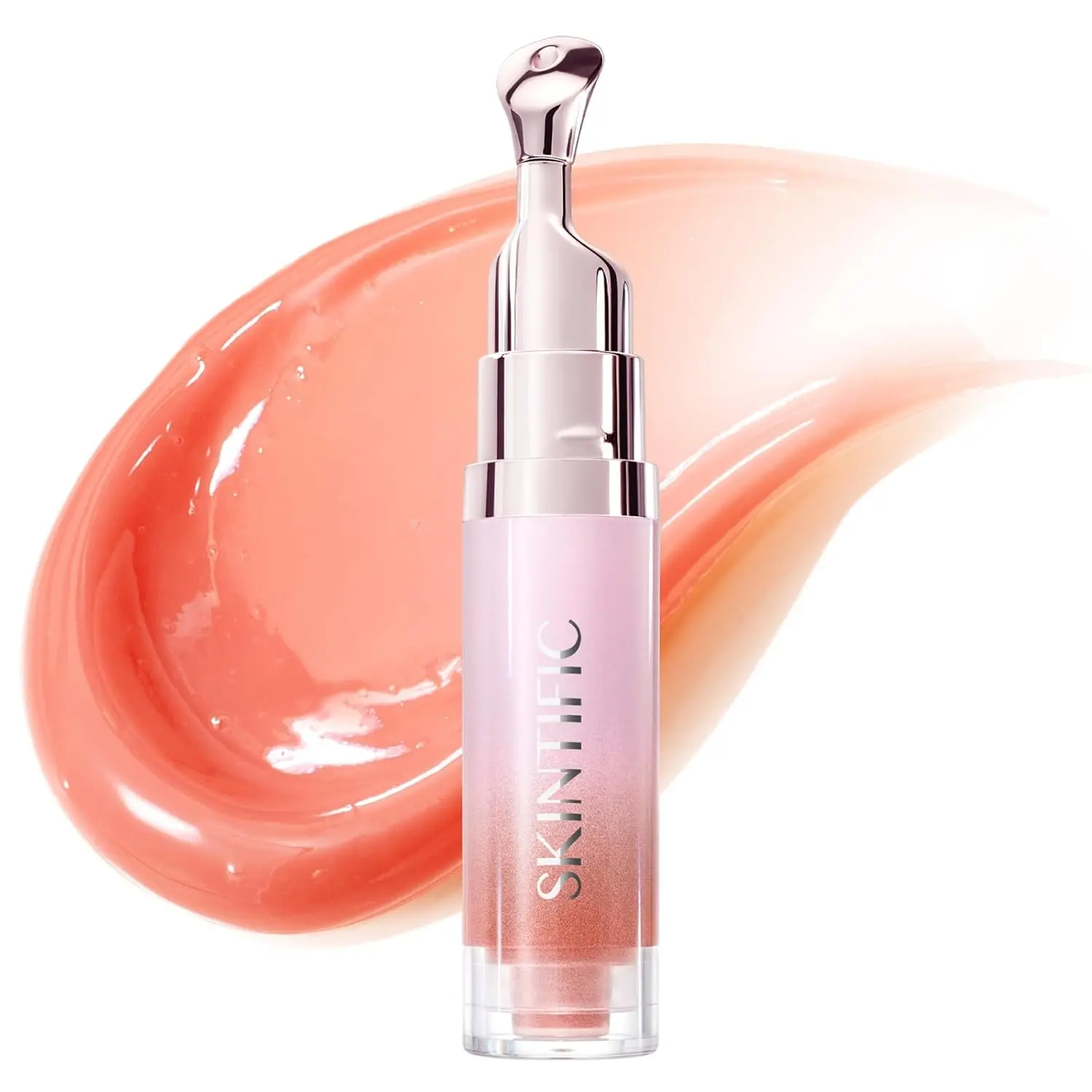 SKINTIFIC Peptide Brightening Lip Serum(01U Baby Pink-Update), Hydrating & Plumping Tinted Lip Gloss, Moisturizing Lip Balm with Polypeptides & Squalane for Glossy Sheer, Less Sweet
