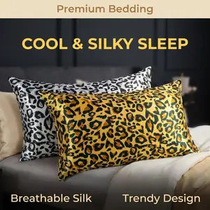 NTBAY 2-Pack Luxurious Satin Printed Pillowcases - Silky Soft & Frictionless Bed Pillow Covers, European Animal Pattern Skin-Friendly Bedding for Hair and Skin, Set of 2