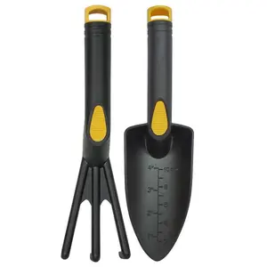 Expert Gardener 11.2 in Plastic Trowel-Tiller, Yellow & Black Water-Resistant Garden Spade Shovel Cultivator with Built-in Marks