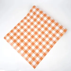 Orange Gingham Table Runner – 18" x 120" Disposable Paper Table Runner