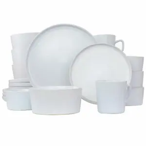212 MAIN Minimalist Stoneware Luxmatte White Tableware Set, 20-Piece Elama EL-LUXMATTE-WHT Dinnerware Set, Dishwasher-Safe