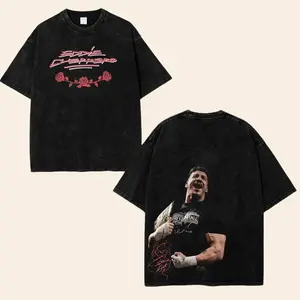 Eddie Guerrero Latino Heat Tribute Washed Black T-Shirt WWE Wrestling Tee Vintage Rose Graphic Front Back Print Oversized Streetwear Unisex Cotton Shirt S-5XL