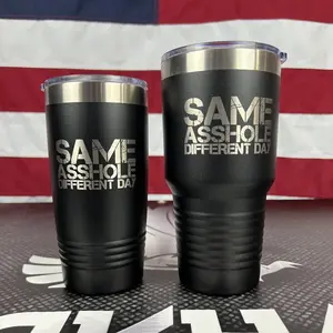 Same A Different Day - Tumbler - Unique Laser Etched Silver Design on Vacuum Flask Drinkware
