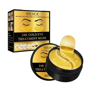 EELHOE60 pieces of 24K gold fundus patch, anti-aging eye mask containing collagen and hyaluronic acid - reduces dark circles, wrinkles, and swelling Brightening Eye Masks