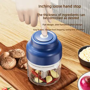 USB Rechargeable Mini Garlic Chopper & Vegetable Slicer 320ml Portable Electric Food Processor for Ginger Nuts Peppers Fruits Meats Spices Easy Clean Detachable Blades Clear Usb