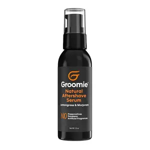 Groomie Natural Aftershave Serum for Bald Men - Mens Skin Care and After Shave for Head, Neck, Face & Chin - Soothing Balm to Tend Skin and Prevent Bumps and Razor Burn After Hair Removal - 1 OZ