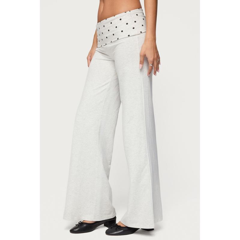 Reeva Polka Dot Foldover Pants
