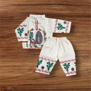 Juan Dieguito Outfit - Traditional Mexican Clothing with Cactus Embroidery and Floral Accents