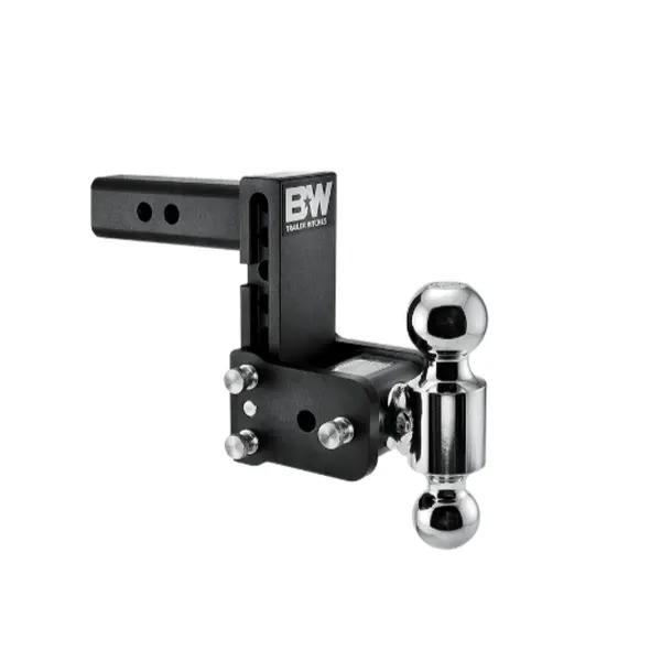 B&W Tow & Stow Adjustable Steel Hitch - 2" Receiver, 5" Drop, Powder Coated, Universal Fit, Pin Included, Specified Weight & Length, Boat Trailer Accessory with Ball, Ball Height Adjust, Fits Trailers