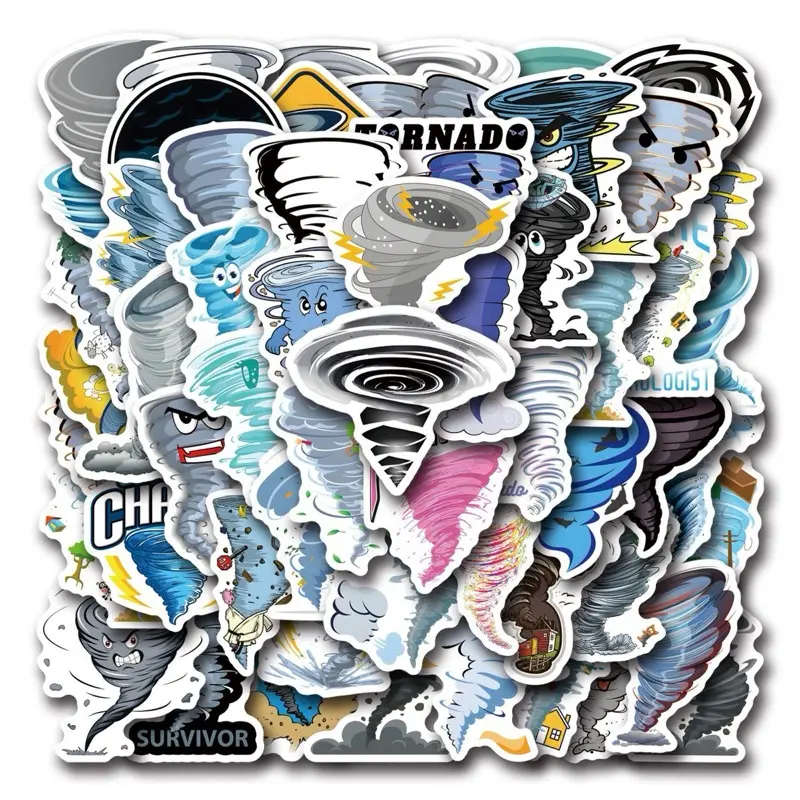 Tornado Stickers Decals for Laptops Phones Phone Case Scooter Consoles Walls Luggage Case Books Journal 55 Pack Stickers Featuring Surviving Tornadoes Design Cellphone Smartphone Aesthetic Cover Protection Casing Protective Screen Protector Shockproof