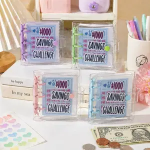 Cash Stuffing Budget Binder | Mini $1000 Savings Challenge Book with Tracking Cards & Cash Envelopes | Aesthetic Budget Planner