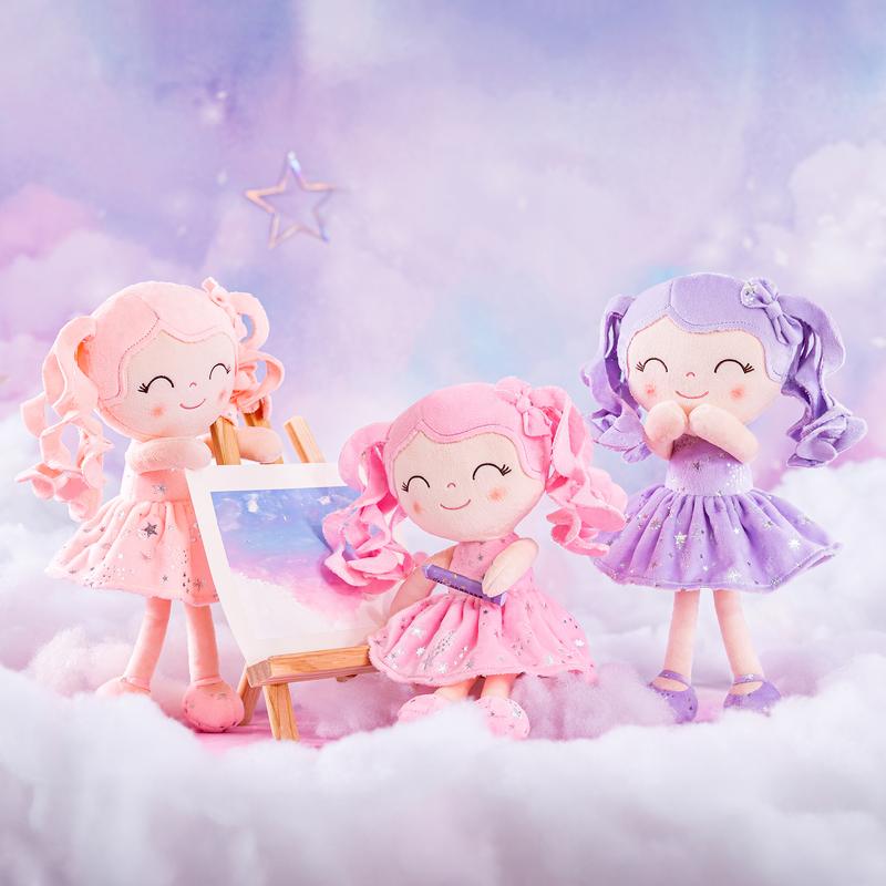 Gloveleya Plush Doll 12 Inch Curly Hair Princess Design Soft Baby Girl Dolls for Girls Ages 0-6 Perfect Birthday Christmas & Baby Shower Gift Adorable Nursery & Preschool Playtime Companion - Friendship