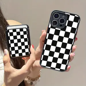 Classic Check Magnetic Skin Feel Card Holder Phone Case, Durable Protection for iPhone, Ideal Gift for All Occasions